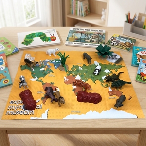 BEFLY Set di 19 Miniature in Plastica PVC di <span class=keywords><strong>Animali</strong></span> <span class=keywords><strong>nel</strong></span> Mappamondo, Giocattolo per Bambini dai 5 Anni in Su - Product Image 3