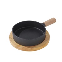 Ustensiles de cuisson en fonte personnalisés de qualité supérieure : Plaques de cuisson, Poêles à frire, Plaques de cuisson grillées pour la cuisine domestique, avec base en bois