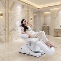 Table de massage électrique pliable en cuir à 3 sections, design moderne, dossier et pieds réglables, éponge haute densité, métal