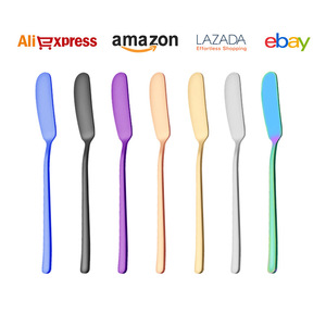 304 Stainless Steel Butter Knife Mirror Polish Party <b>Dinner</b> Knives Spreading Knife Golden Blue Purple Pink Colorful <b>Set</b> - Product Image 5
