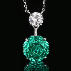 Fashion Eco-friendly Copper Wedding Necklace Sets for Women Jewelry 14-12mm Green Cubic Zirconia Rose Cut Elegant Bridal Set - Product Image 5