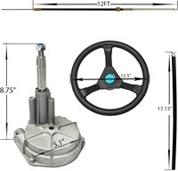 Kit de câble de direction pour bateau 10/12/13/14/15FT, système de direction hors-bord avec volant rotatif de 12,5 pouces