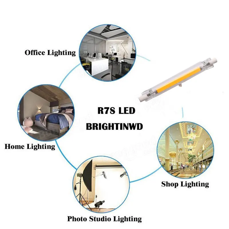 118mm 20W R7S LED Bulb 200W Halogen Equivalent High Brightness 120V R7S 6000K Daylight White Double Ended Flood Light 360 Beam A