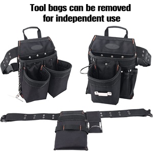 Ceinture porte-outils robuste en toile pour électricien et <span class=keywords><strong>charpentier</strong></span>, sac à clous épaissi, multi-poches, pour autres outils à main, ceinture porte-outils de construction - Product Image 4