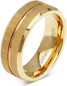 Newest Design Eternity 8mm 6mm Gold 18k Couple Slotting Tungsten Rings For Men Wedding Rings Couple Set