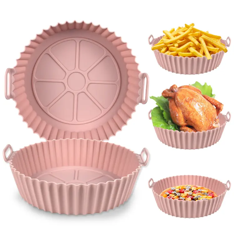 Oem Odm Wholesale Reusable Silicone Pot Basket Air Fryer Liners Mats Baking Tray Silicone Air Fryer Liners