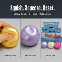 Balle anti-stress en satin perlé à l'huile de coco, jouet sensoriel souple, boîte de 12 pièces, 8 x 6 cm, pour enfants