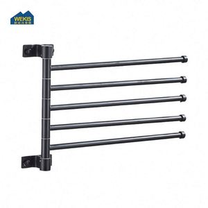 Toallero de Baño Moderno Negro de 5 Brazos, Soporte Organizador de Toallas, Barras Giratorias de Aluminio Montadas en la Pared con Gancho - Product Image 2