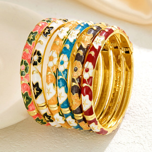 HZ0010 Hot Selling Chinese Style Enamel Painted <strong>Copper</strong> <strong>Bracelet</strong> New Oil Drop Opening Design Tourist Attractions Fashion Bangles - Product Image 2