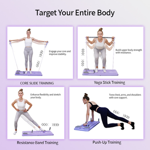 With Phone Holder Home Use Multi-Purpose Foldable Reformer Board Set With Pull Rope for Muscle Push-Up Exercise SZZJ-JFB-02 Pila - Product Image 4