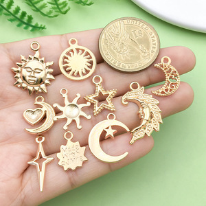 Breloques mixtes soleil, lune et étoile en alliage de zinc pour la fabrication de bijoux DIY, accessoires de mode unisexes - Product Image 2