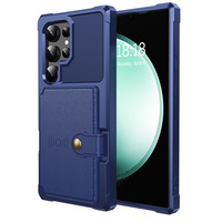 Étui de téléphone avec support de voiture et fente pour cartes pour hommes, coque antichoc compatible avec Samsung S26 Ultra, S25P, S24+, S23F, A17, A16