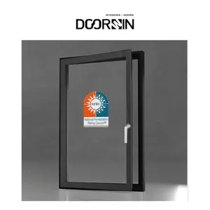 Modern Narrow Frame Commercial Customized Sizes Design Black Window Triple Glazed Aluminum Frame Glass Windows For Sale