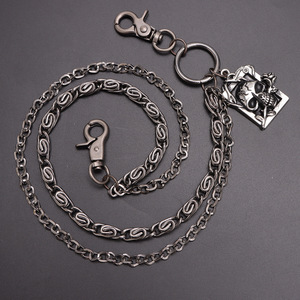 yueli Punk Metal Waist Chain Skeleton Design Double Layer Gunmetal Hip Hop Fashion Body Chain For Men Halloween Accessory - Product Image 3