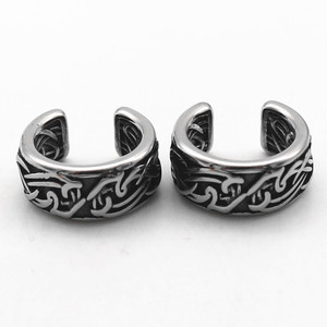 yunnique Cuff <b>Earrings</b> Titanium Steel Open Design Geometric Pattern Party Jewelry For Men And Women - Product Image 4