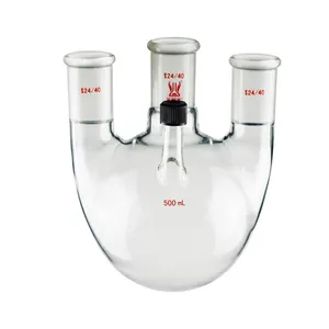 Frasco de ebulição vertical com quatro gargalos, junta lateral roscada, junta externa de borosilicato com junta cônica padrão 500-2000ml