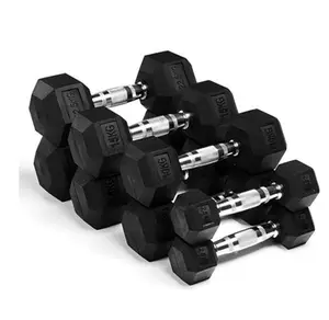 Weights gym equipment hex dumbbells black coated dumbbell hex buy dumbbell