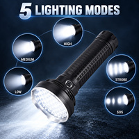 Lampe torche tactique de camping rechargeable USB-C W5203-2 noire, 55 LED, 7500lm, 9000mAh, IP54, alliage d'aluminium, autonomie 4-5h