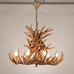 Keukenbalken Hert Hoorn Vorm Industriële Vintage Hanger Lichtbruine Hars Hanglamp Loft Retro Traditionele Gewei Kroonluchter - Product Image 5