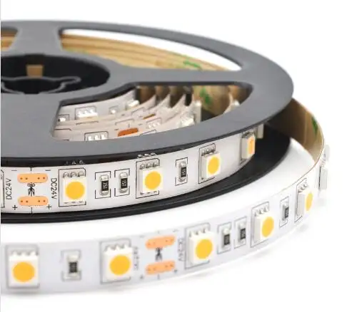 Factory Sale DC12V 24V 60led/m 5M 300 LED SMD 5050 White Warm White IP20 6W Flexible LED Strip light