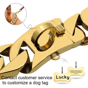 Juego de Placas de Identificación Personalizadas de Lujo de 32 mm para Perros, con Diseño a Cuadros, Estilo American <span class=keywords><strong>Pitbull</strong></span>, Cierre de Hebilla para Collar Cubano, Acero Inoxidable, Oro Rosa - Product Image 5
