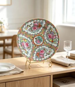 Plato Decorativo <span class=keywords><strong>de</strong></span> <span class=keywords><strong>Porcelana</strong></span> Vintage <span class=keywords><strong>de</strong></span> 9 Pulgadas, Hecho a Mano, con Medallón <span class=keywords><strong>de</strong></span> Rosas, Plato <span class=keywords><strong>de</strong></span> <span class=keywords><strong>Porcelana</strong></span> <span class=keywords><strong>Canton</strong></span> con Motivos <span class=keywords><strong>de</strong></span> Flores, Pájaros y Mariposas - Product Image 5