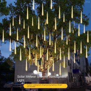 Guirlandes lumineuses LED solaires en PVC pour intérieur/extérieur, effet pluie de météores, pour la décoration de jardin et de sapin de Noël - Product Image 3