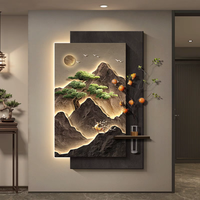 Peinture murale décorative moderne et pliable, motif montagne 3D en grès imprimé, écologique, aquarelle, plantes vertes fraîches