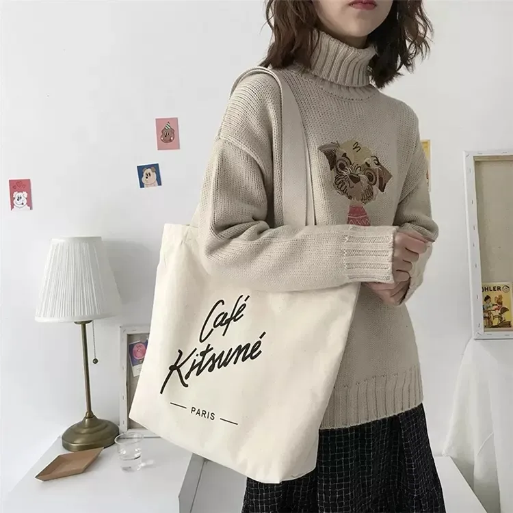 Borsa da viaggio personalizzata in cotone per la spesa riciclabile alla moda borsa Tote in cotone biologico stampata personalizzata