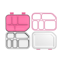 Boîte à bento pour enfants sans BPA, OEM, en acier inoxydable 304, 5 compartiments, joint en silicone de qualité alimentaire, anti-fuite, pour l'école