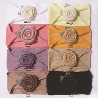Bandana Jacquard bayi baru gaya Eropa bunga mawar bayi Bandana lebar lembut aksesori rambut anak putri lucu