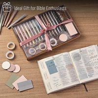 Ensemble complet de journalisation biblique Faith avec surligneurs, stylos, notes adhésives, onglets, ruban washi et pochette pour l'étude biblique et la prière