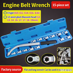 Juego <span class=keywords><strong>de</strong></span> llaves ajustables <span class=keywords><strong>de</strong></span> acero al cromo-vanadio OEM <span class=keywords><strong>de</strong></span> 15 piezas para instalación <span class=keywords><strong>de</strong></span> correas <span class=keywords><strong>de</strong></span> motor <span class=keywords><strong>de</strong></span> coche, poleas y tensado <span class=keywords><strong>de</strong></span> ruedas tensoras - Product Image 2