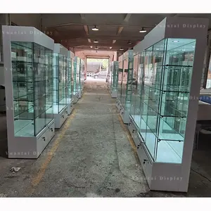 Vitrina de exhibición de vidrio para joyería, muebles de madera con luces LED para tienda de Boutique, alta calidad