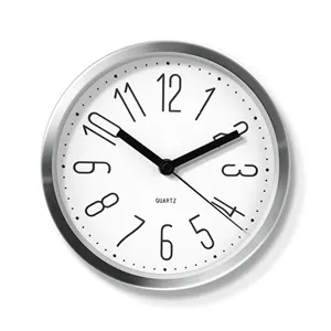 8 inç küçük masa saati modern yuvarlak sessiz siyah alüminyum duvar saati özel logo