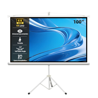 Écran de projection extérieur pour trépied 100 pouces 16:9 Matériau en fibre de verre gris Portable 4K haute définition
