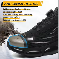 Bottes de travail industrielles pour hommes, respirantes, anti-écrasement, avec embout en acier, chaussures de sécurité à bouton automatique, chaussures de sécurité