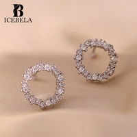 Boucles d'oreilles en argent sterling 925 plaqué or avec zircon et cercle, boucles d'oreilles de luxe coréennes pour filles
