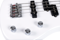 Clevan 41 Inch 4 String Maple Neck Rosewood Fingerboard Okoume Body White Bronze Frets Glossy White Electric Bass Guitar