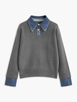 Pull en maille respirant en polyester/nylon de qualité supérieure, à col bleu, à manches longues, à bouton unique, pour femme, automne