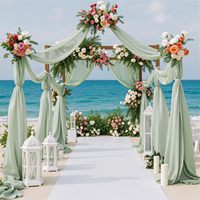 2 Panneaux de Tissu de Drapage pour Arche de Mariage Chinoise, Rideau de Fond Transparent Vert Sauge 28" x 19ft, Décorations pour Cérémonie et Douche Nuptiale