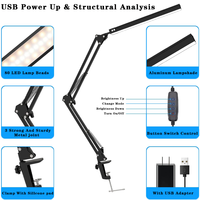 Lampe de bureau LED électrique moderne et confortable de style européen avec bras flexible réglable, lumière de table protectrice pour les yeux, idéale pour les chambres, les bureaux et les salles d'étude