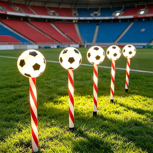 Football Pentagram Santa Clauses Star Candy Canes Shape Pathway Lights <strong>Garden</strong> Use Solar Football Decoration Light up - Product Image 4