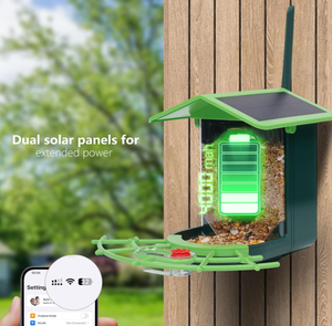 Caméra de surveillance pour mangeoire à <span class=keywords><strong>oiseaux</strong></span> avec poteau de 75 pouces, carte SD 32 Go, reconnaissance des espèces d'<span class=keywords><strong>oiseaux</strong></span> par IA, alimentation solaire, vidéo HD 2K, matériau ABS durable - Product Image 3