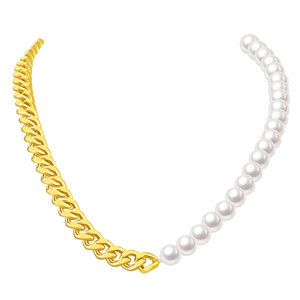MECYLIFE OT fermoir chaîne cubaine collier acier inoxydable Baroque Puzzle demi chaîne demi eau douce collier de perles pour les femmes - Product Image 3