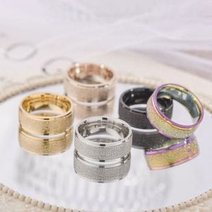 5 Colors 6mm Fashion Jewelry Wholesale <b>Cheap</b> Stainless Steel 18K Gold Plated Frosted <b>Rings</b> for Engagement <b>Wedding</b> Anniversary - Product Image 6