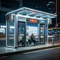 Arrêt de Bus Intelligent Climatisé avec Mur et Toit en Verre Trempé