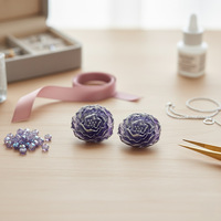 Accessoires en résine faits à la main, double rose luminescente grise et violette, effet feu d'artifice, technique de colle coulante, fleurs végétales, 30 mm