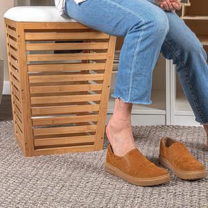 Wooden Laundry Basket With <b>Cushion</b> Rectangle Cotton Washable <b>Storage</b> Organizer For Home Bedroom Use - Product Image 3