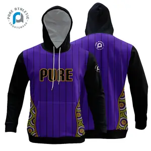 PURE purple stripe blank mens hoodie sublimation heavy weight oversized hoodie 300gsm polyester hoodie with pockets